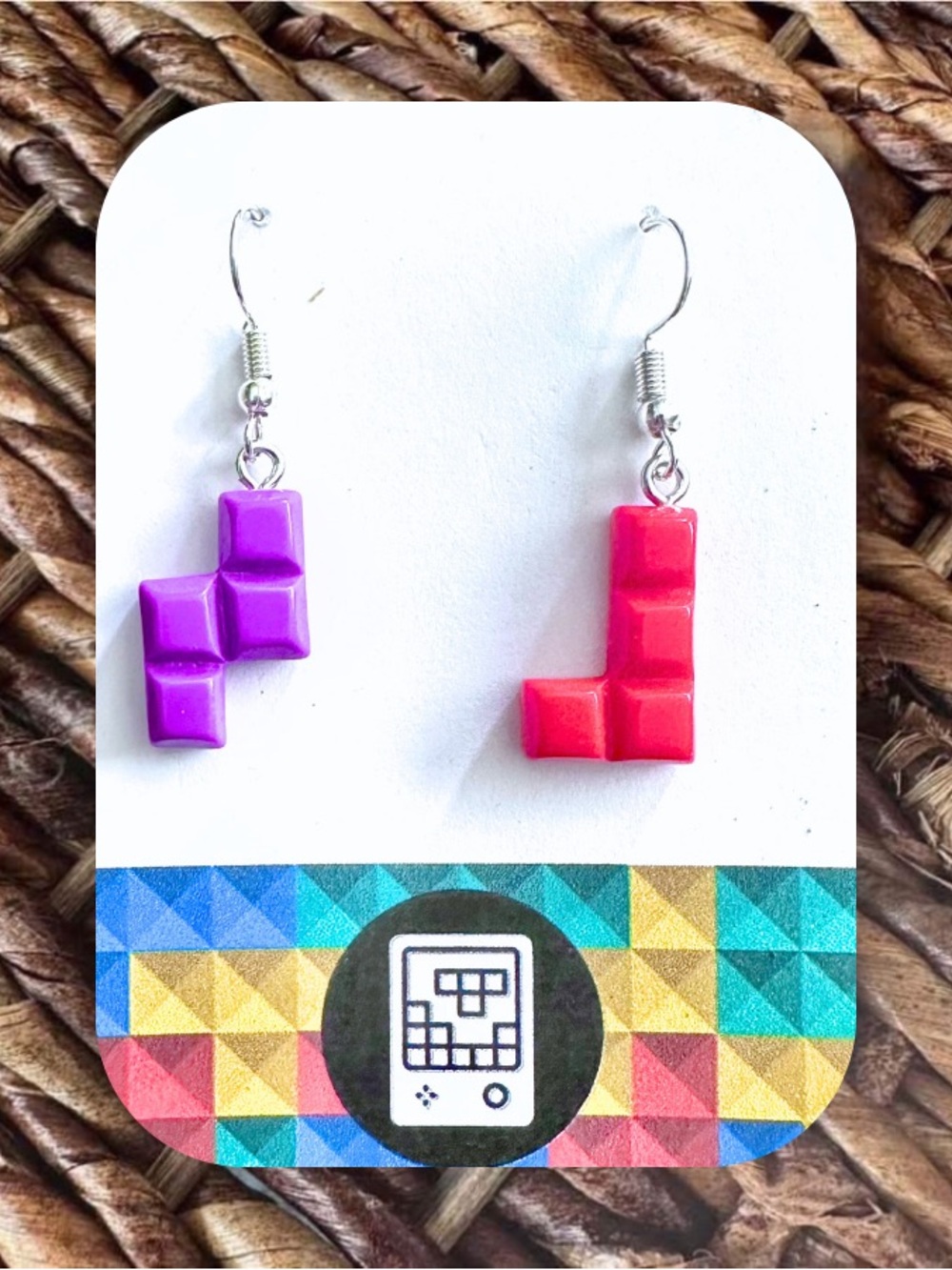 New Handmade 80s Video Game Themed Dangle Earrings